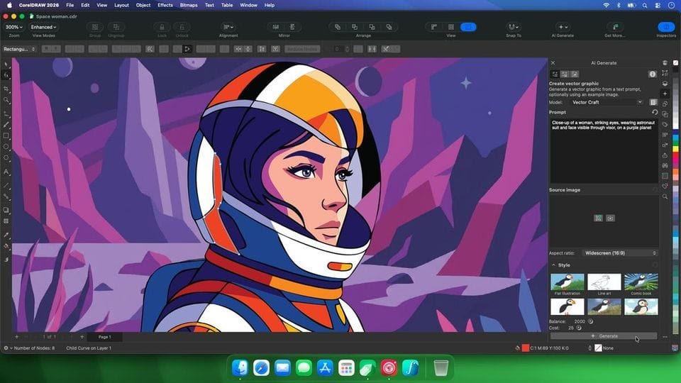 CorelDRAW ganha IA que transforma texto em vetor editável e libera geração ilimitada até 22 de setembro